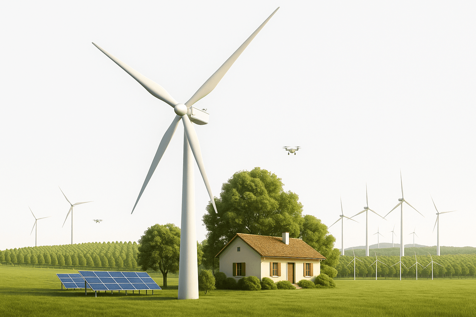 Wind Turbines in Forest